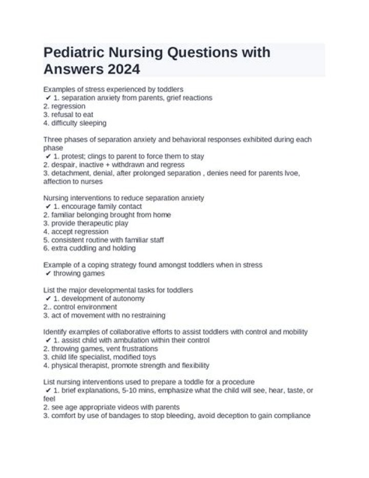Pediatric Nursing Q&A: Essential Questions & Answers PDF for Nurses