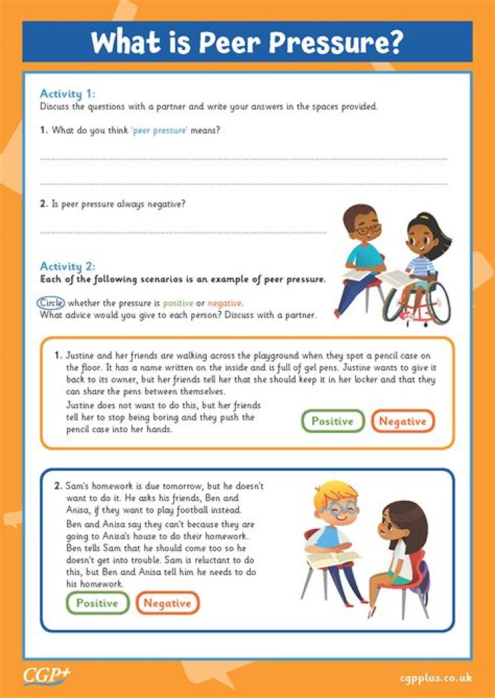 Peer Pressure Worksheets PDF for Teens and Students