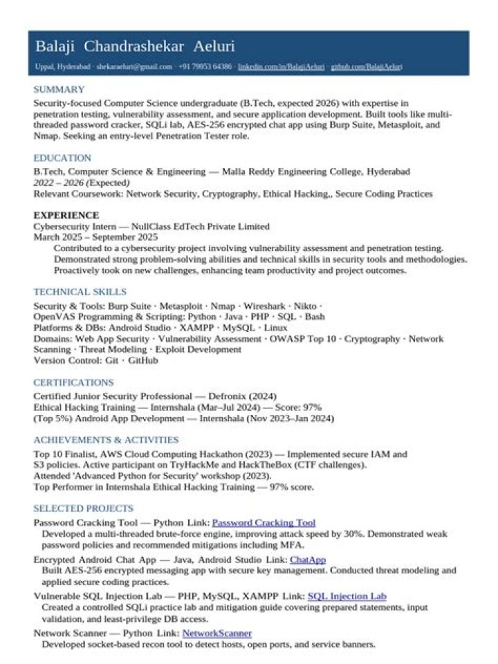 Penetration Tester Resume PDF: Tailored for Cybersecurity Hiring