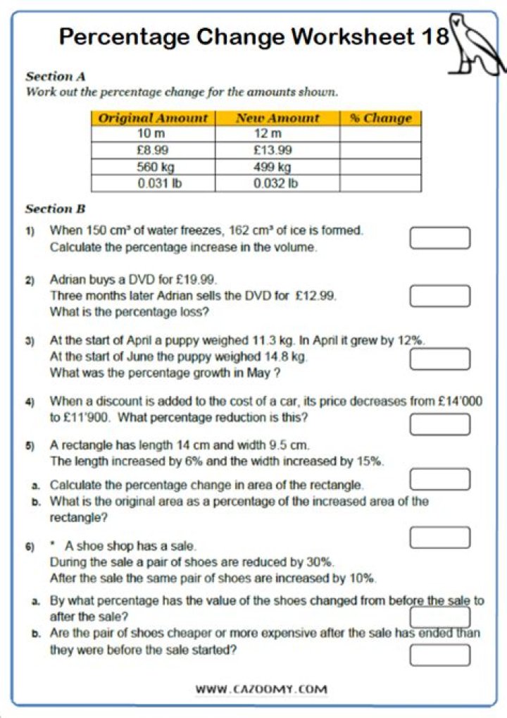 Percent Change Word Problems Worksheet PDF – Instant Practice & Answers