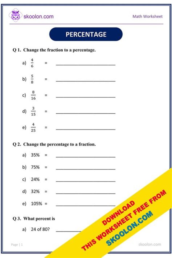 Free Percentage Worksheets for Grade 7 PDF – Instant Download