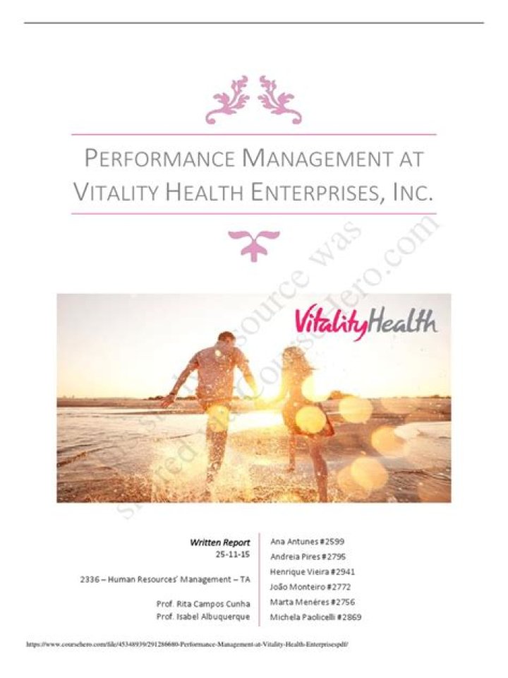 Optimizing Performance Management at Vitality Health Enterprises: A Comprehensive PDF Guide