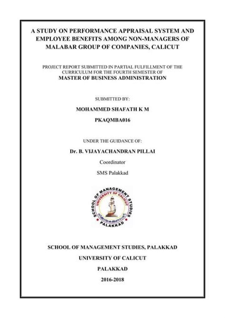 Performance Management PDF Guide for Calicut University Students & Faculty