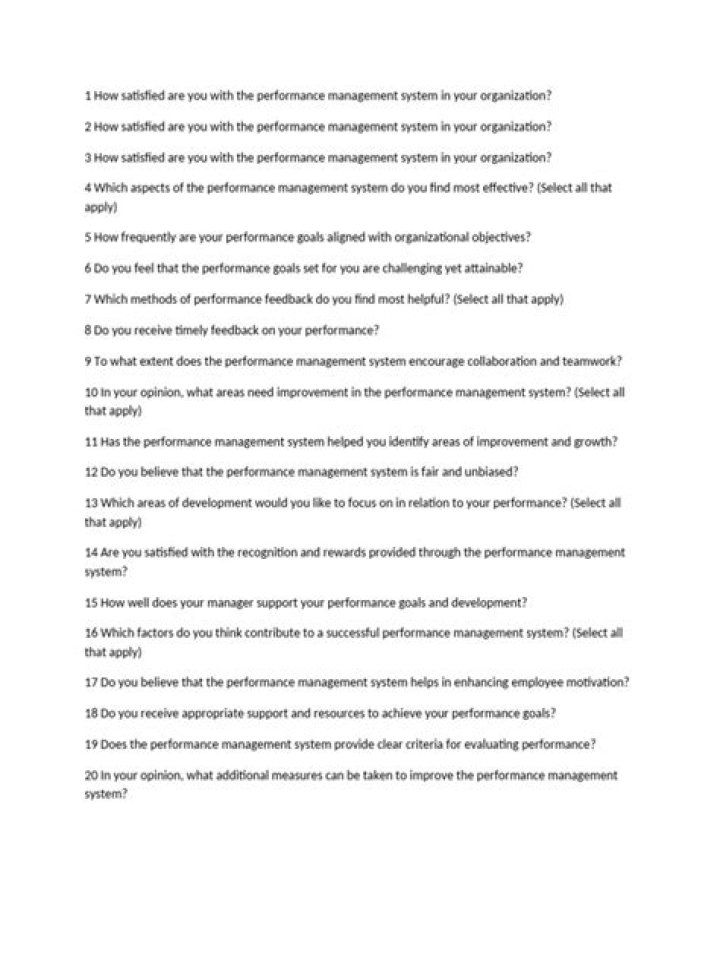 Performance Management Survey Questions PDF – Improve Team Results