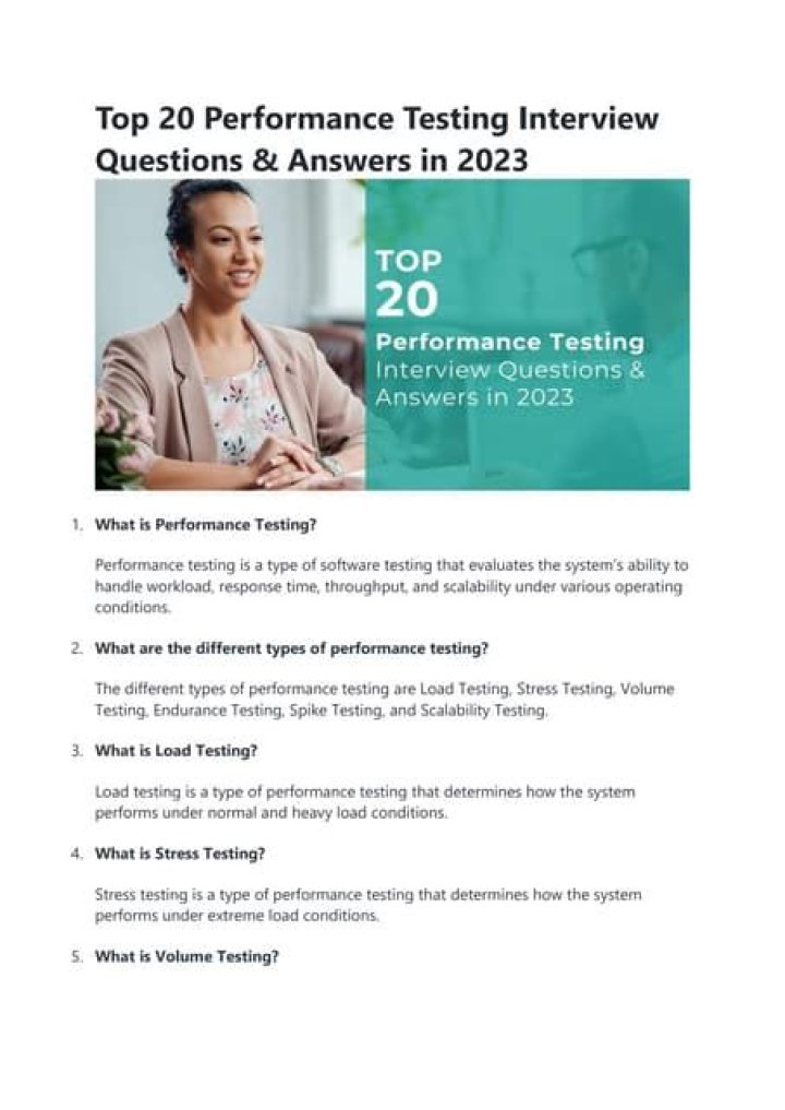 Performance Testing Interview Questions PDF: Top 50 Must-Know Examples