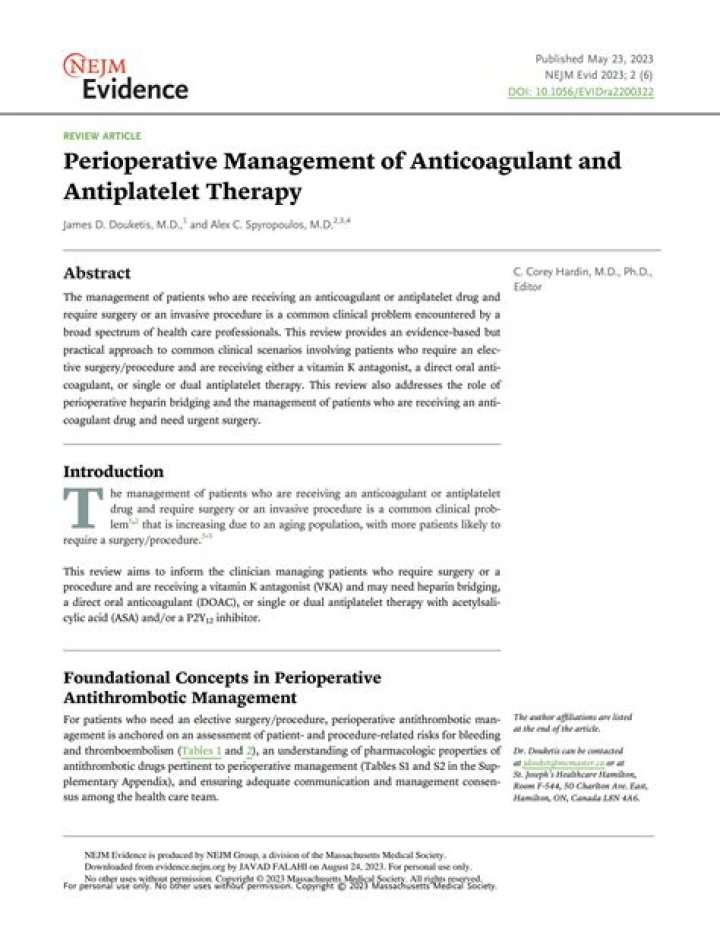Perioperative Management of Anticoagulant and Antiplatelet Therapy: Essential PDF Guide