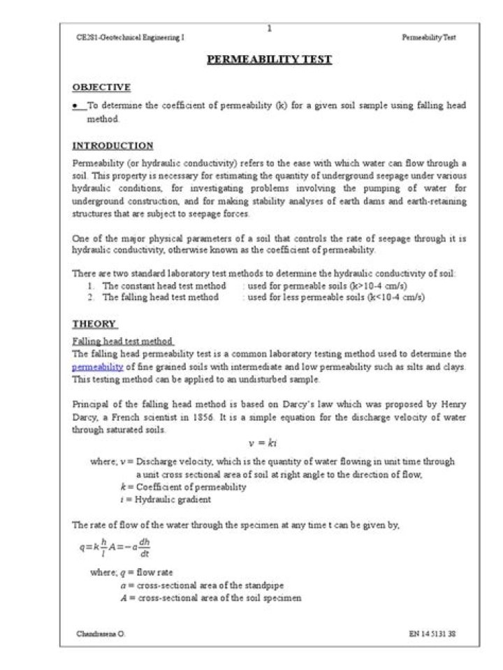 Permeability Test of Soil Lab Report PDF – Accurate Field & Lab Results