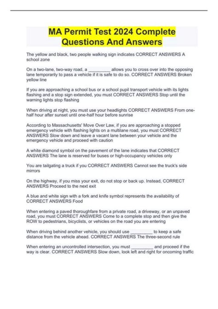 Free Permit Test Answers PDF – Official Practice Guide