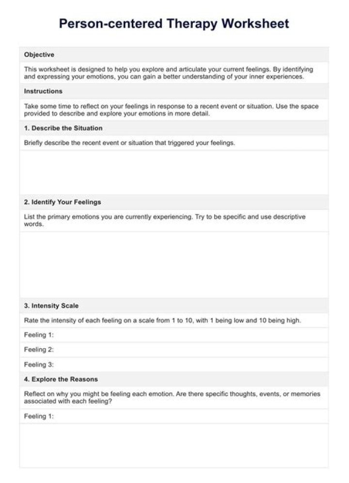 Free Person-Centered Therapy Worksheets PDF for Healing and Growth