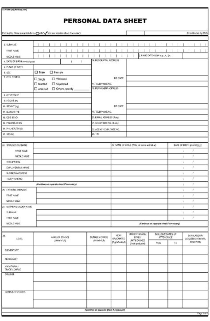 Download Your Personal Data Sheet PDF Safely