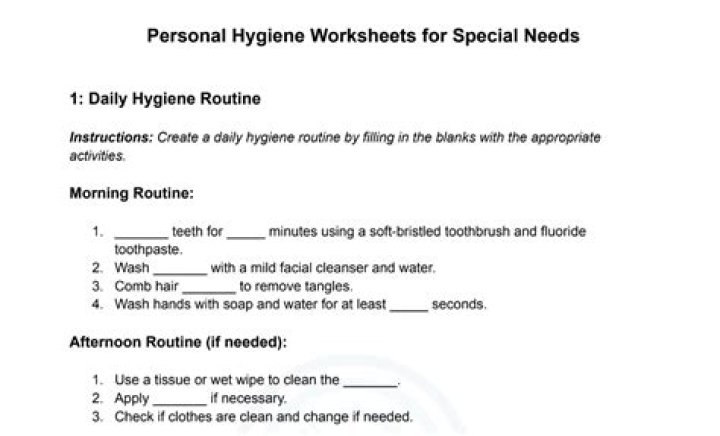 Personal Hygiene Worksheets for Special Needs PDF – Easy Printable Resources