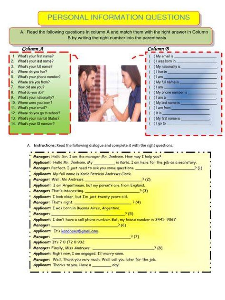 How to Answer Personal Information Questions PDF Guide