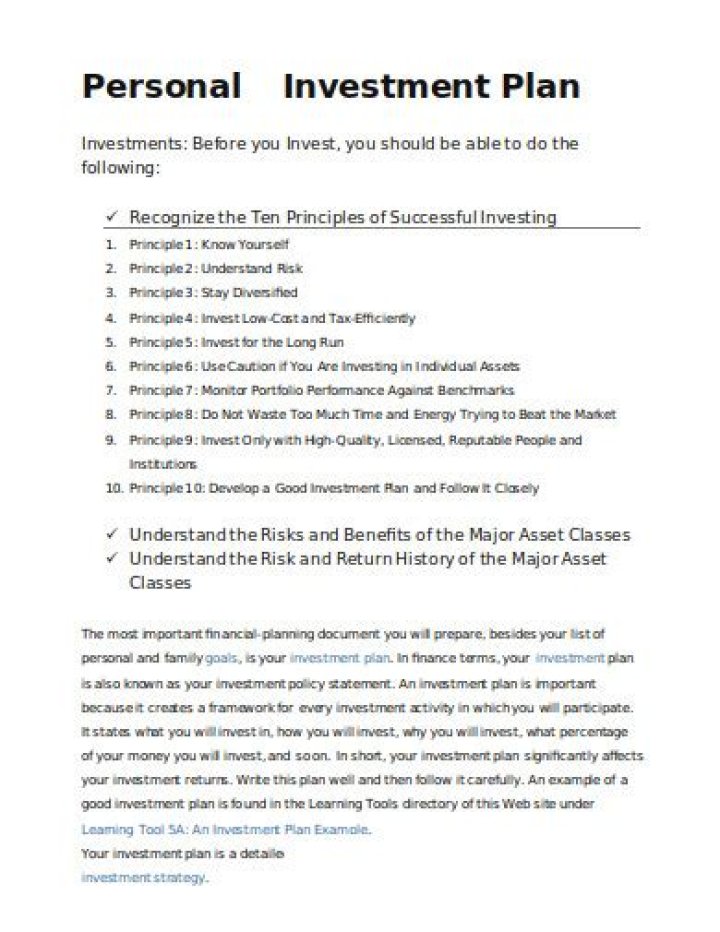 Free Personal Investment Plan Sample PDF to Start Your Financial Journey