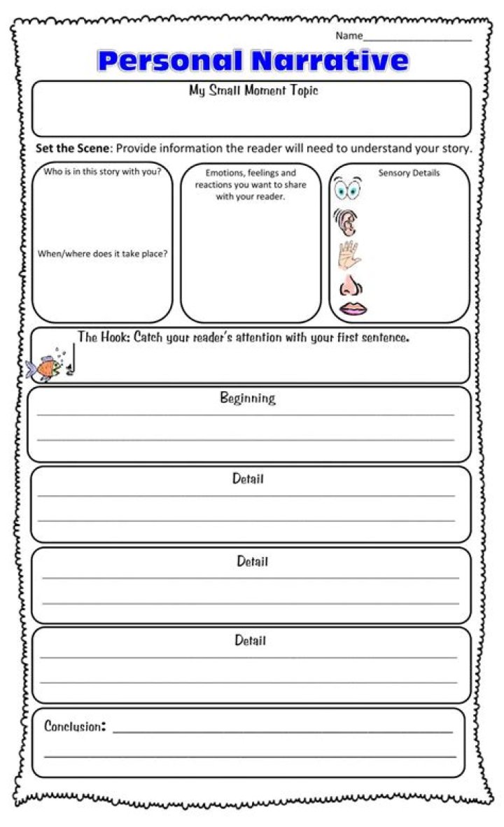 Free Personal Narrative Worksheet PDF for Reflective Writing