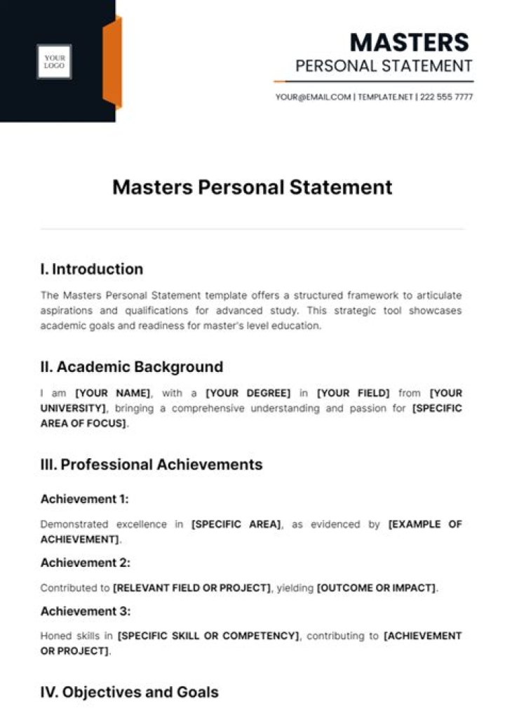 Craft Your Success: Personal Statement for Master's in Management (PDF Template)