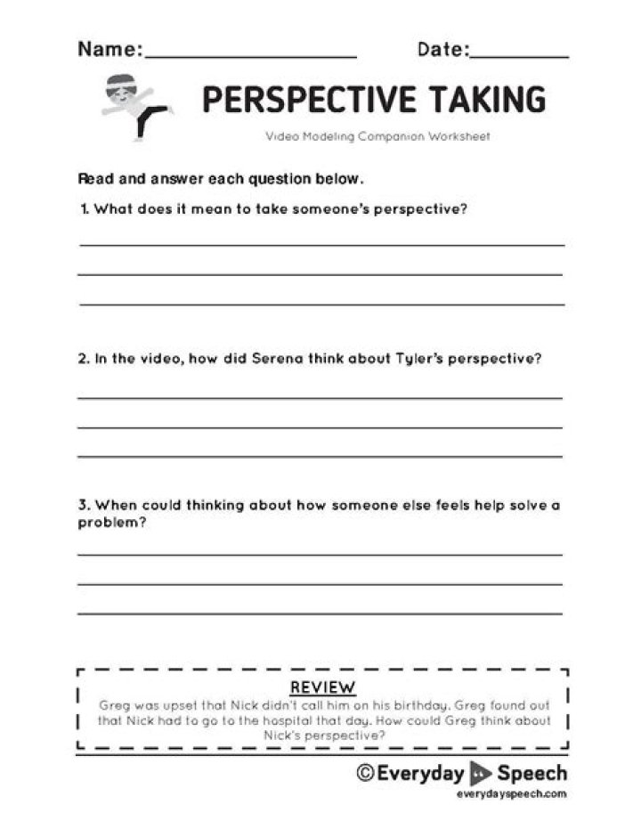 Free Perspective Taking Worksheets PDF for Empathy Development