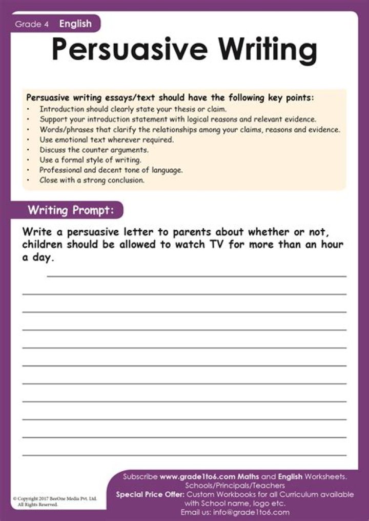 Free Persuasive Writing Worksheets PDF with Answers for Students