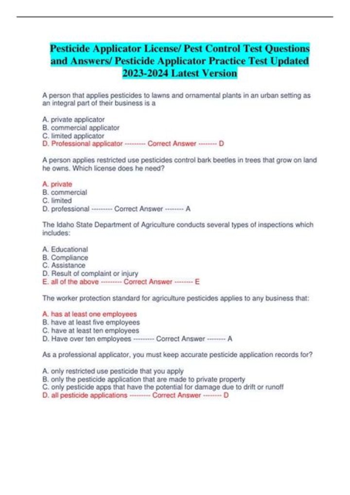 Pest Control 7A Practice Test PDF – Crack the Exam Easily