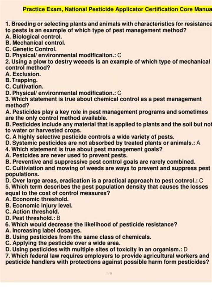 Pesticide Applicator Practice Test PDF – Pass Your Exam with Confidence