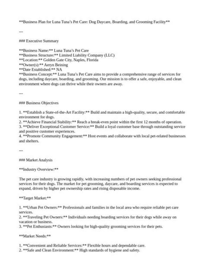 Complete Pet Care Business Plan PDF for Successful Startups