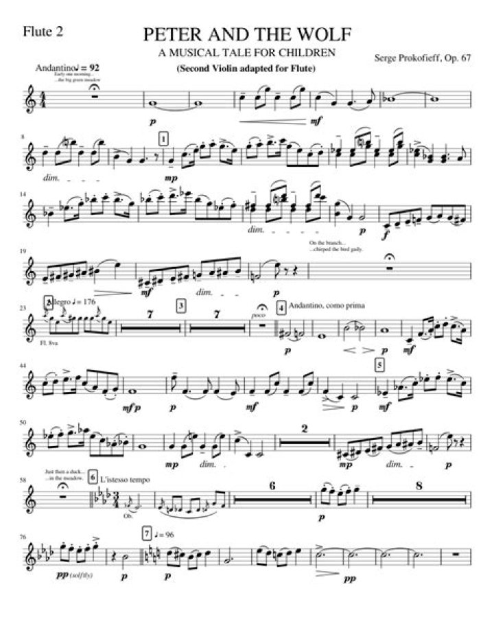 Peter and the Wolf Flute Sheet Music PDF for Download