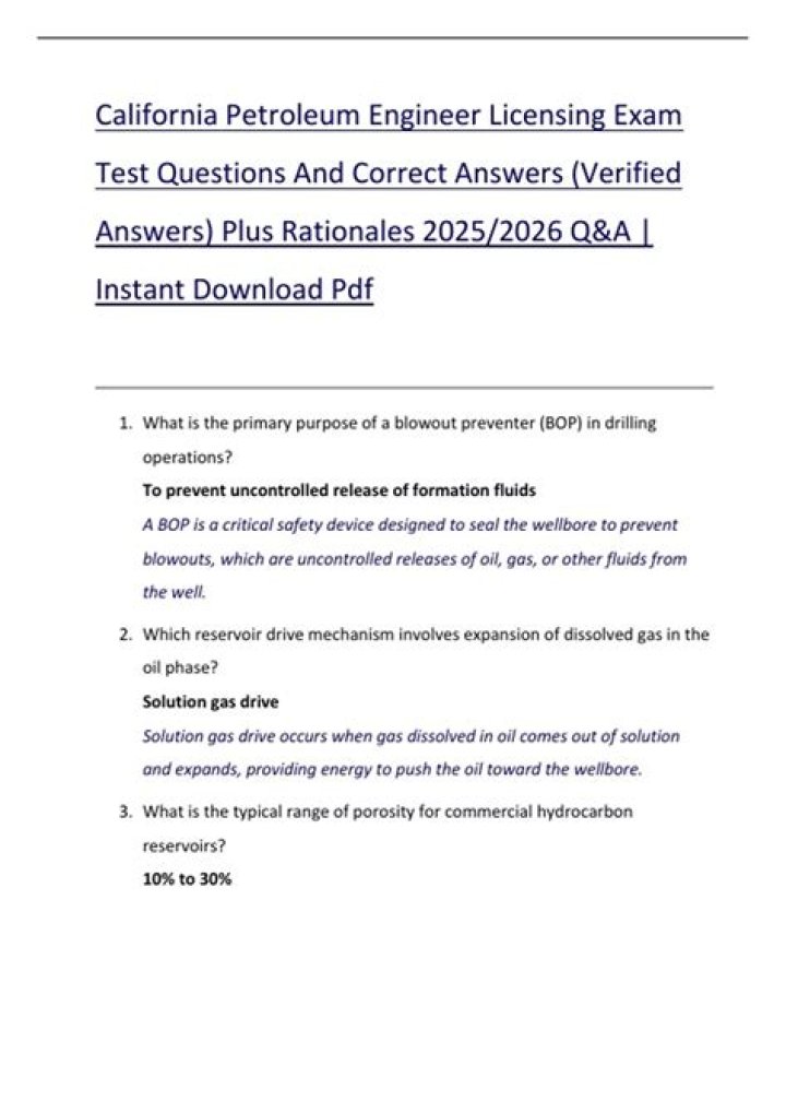 Petroleum Engineering Questions & Answers PDF: Expert Study Guide