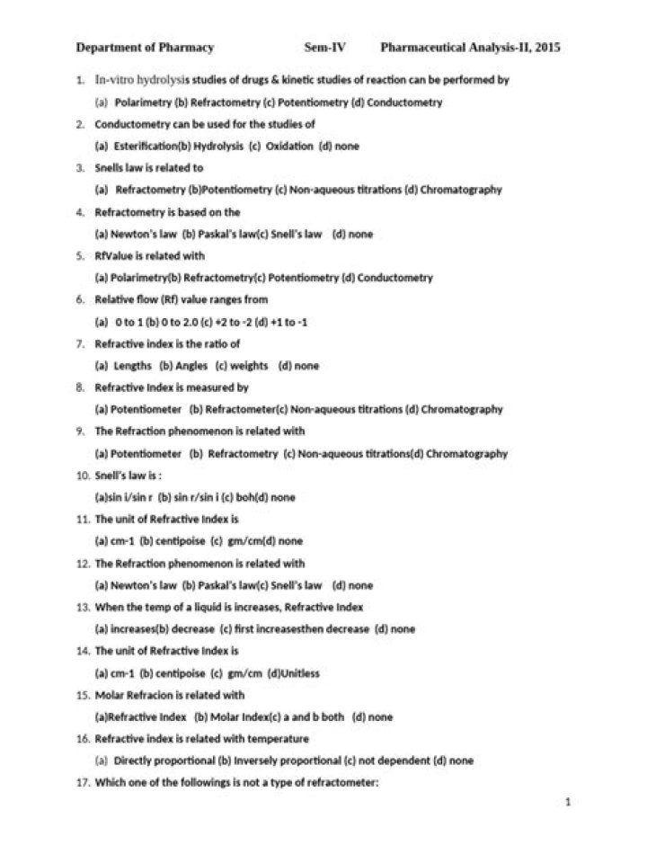 Pharmaceutical Analysis Questions and Answers PDF – Expert Guide