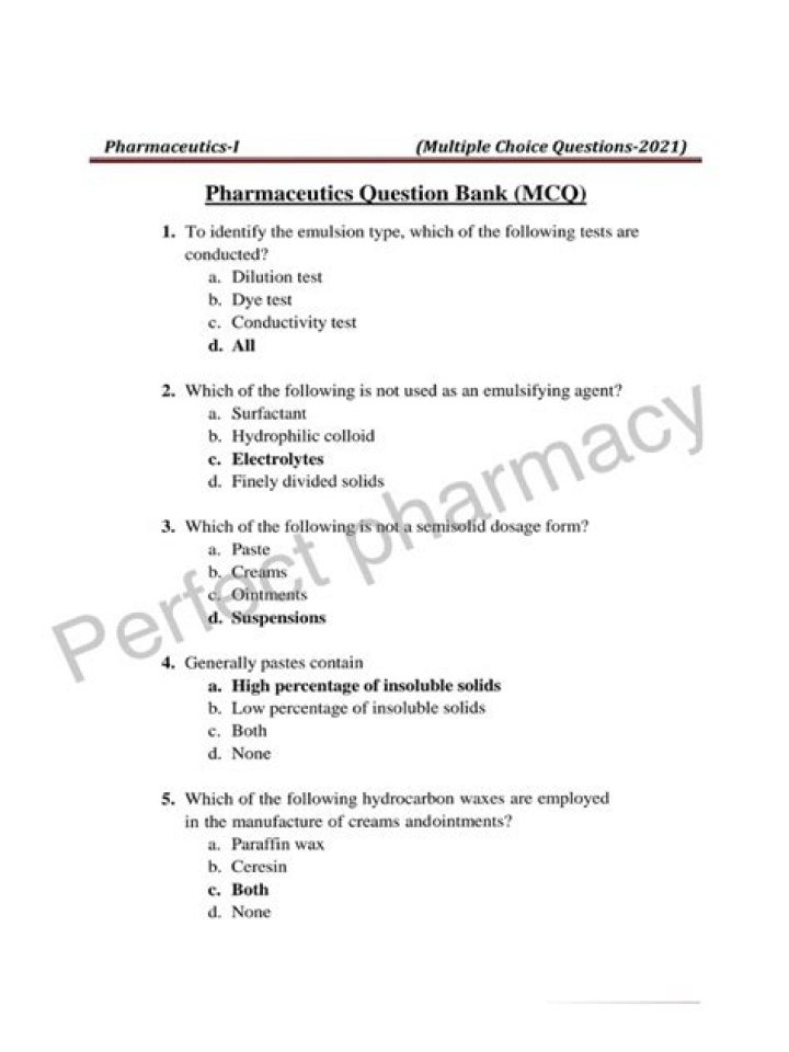 Pharmaceutics MCQs with Answers PDF: Perfect Study Guide