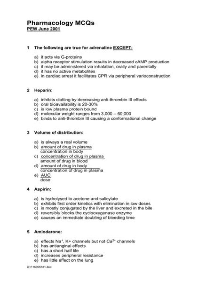 Pharmacology MCQs with Answers PDF – Practice Exam for Students