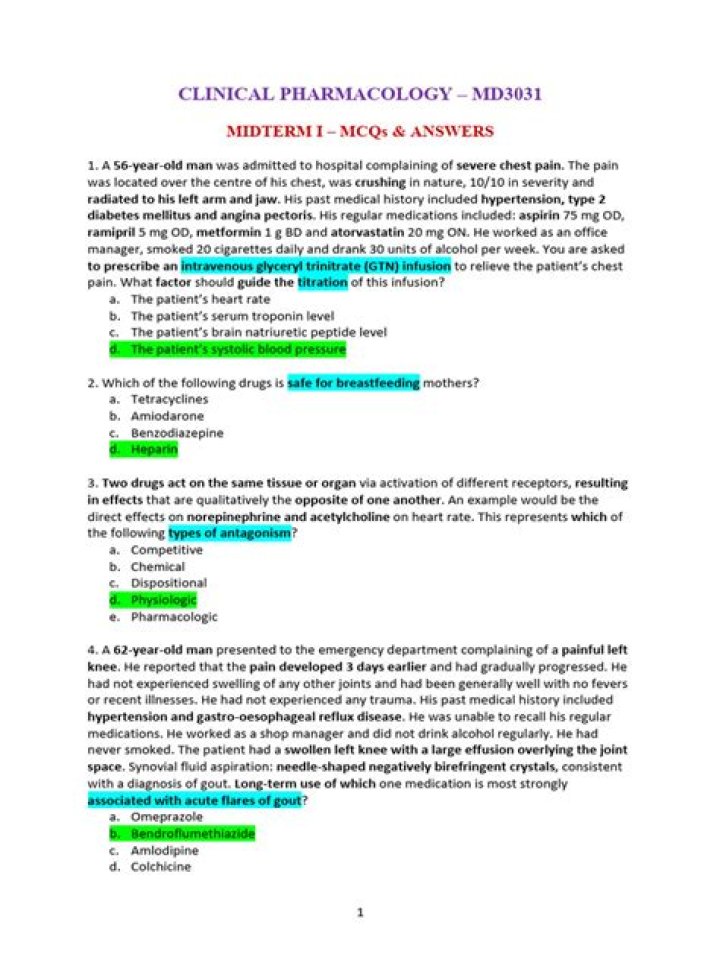 Pharmacology MCQs with Answers PDF for Medical Students