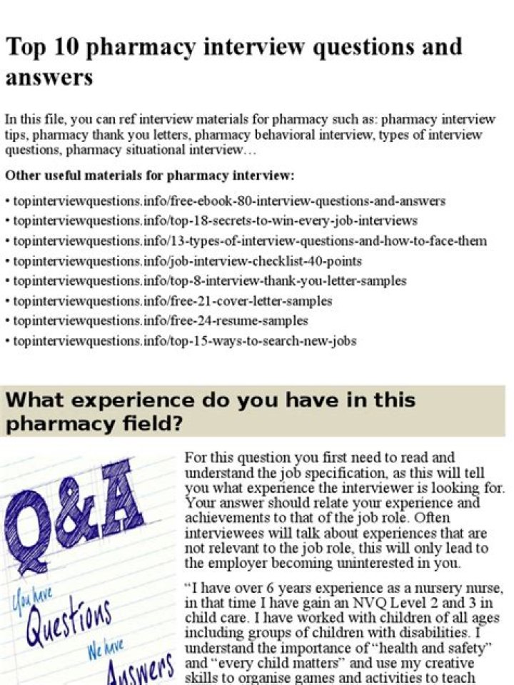 Pharmacy Interview Questions and Answers PDF: Top 50 Must-Know Questions