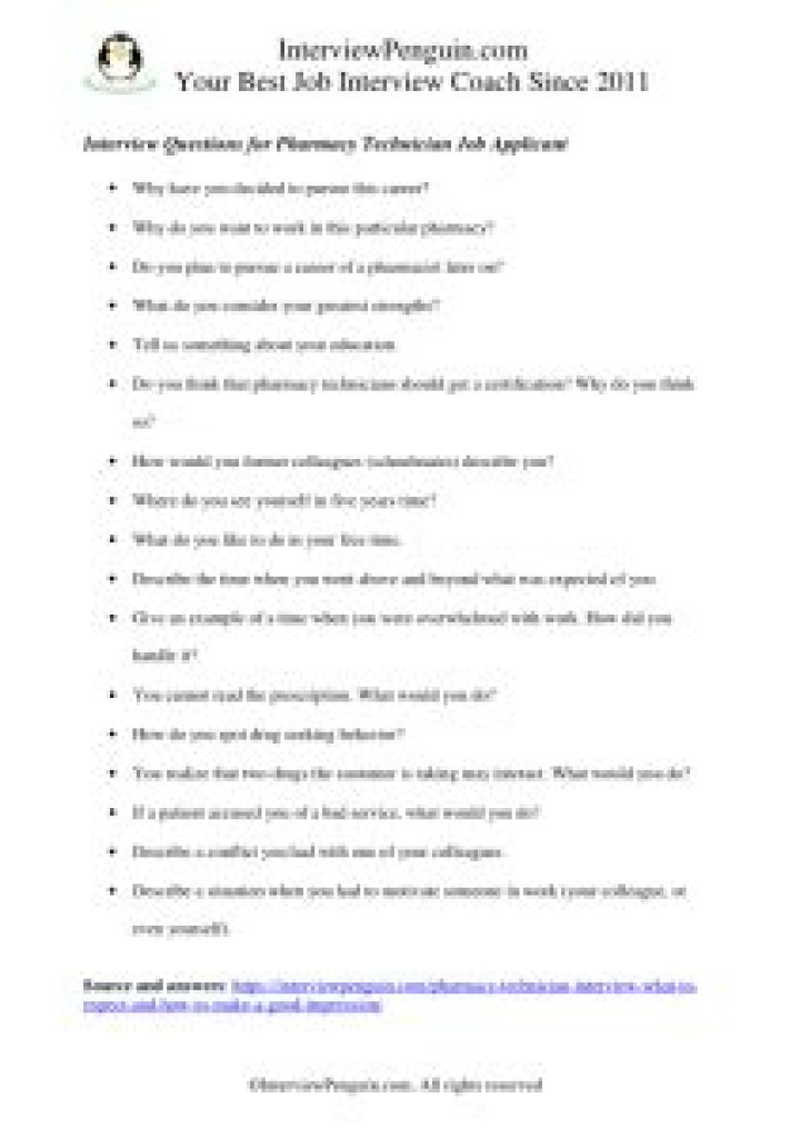 Pharmacy Technician Interview Questions and Answers PDF: Top 50 Practice Examples
