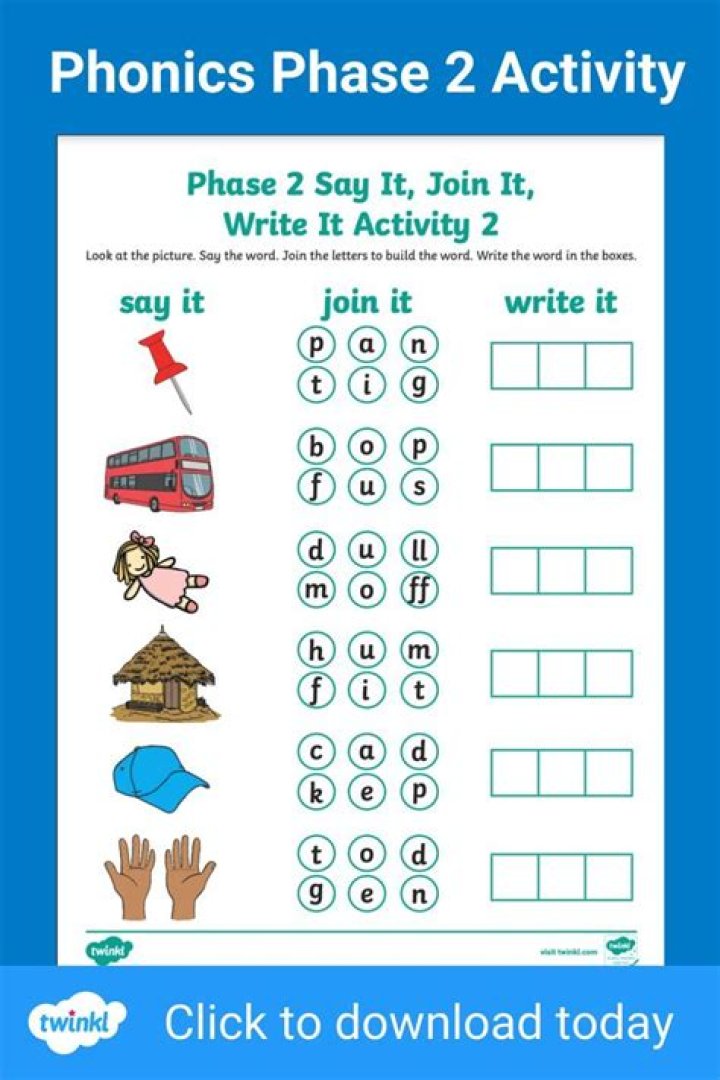Free Phase 2 Phonics Worksheets PDF – Instant Download