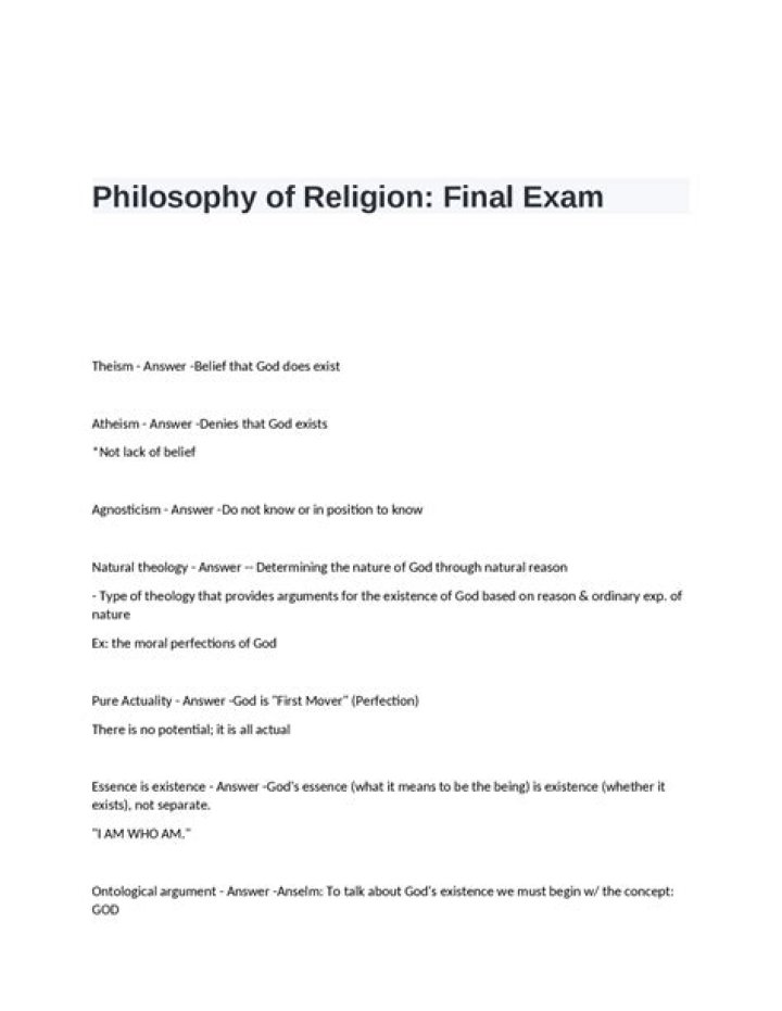 Philosophy of Religion Questions and Answers PDF: Expert Insights