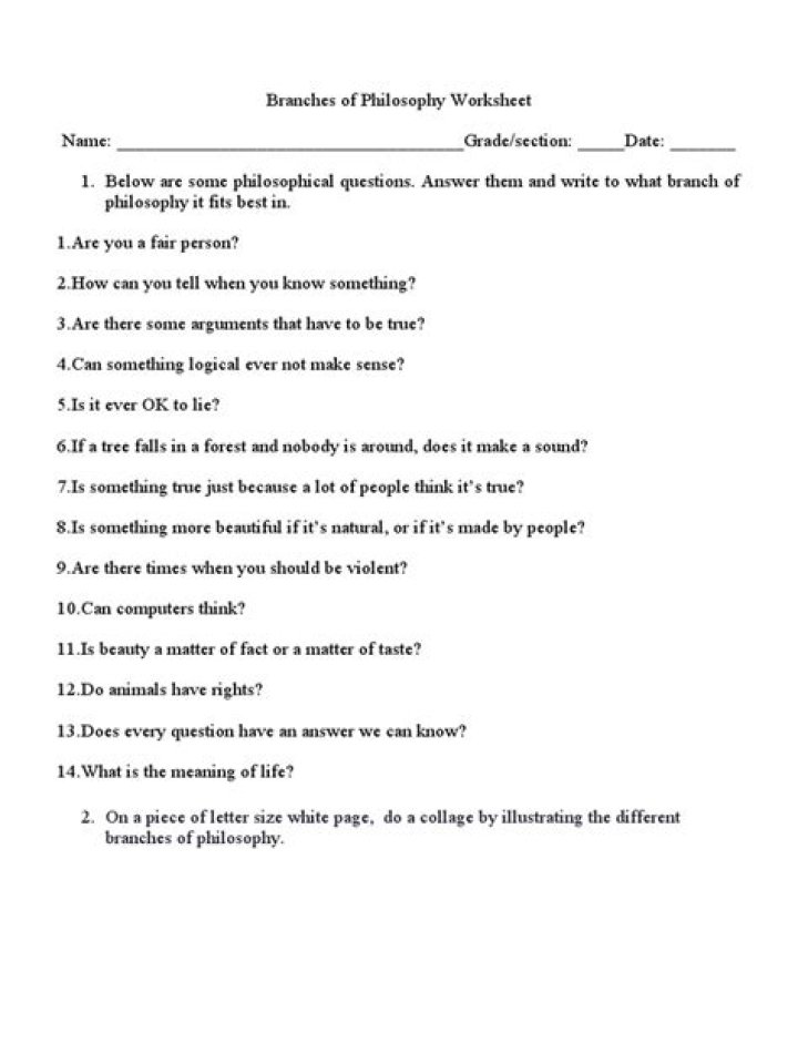 Philosophy Worksheets PDF for Students & Educators