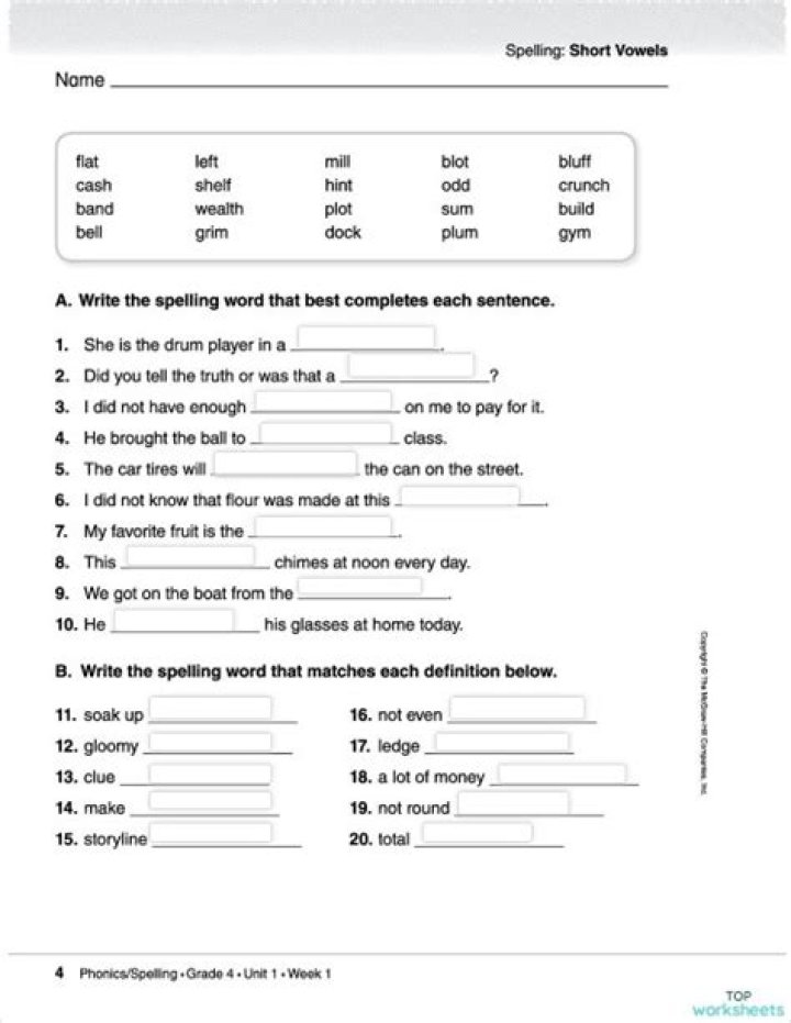 4th Grade Phonics & Spelling Answer Key PDF Answer Guide