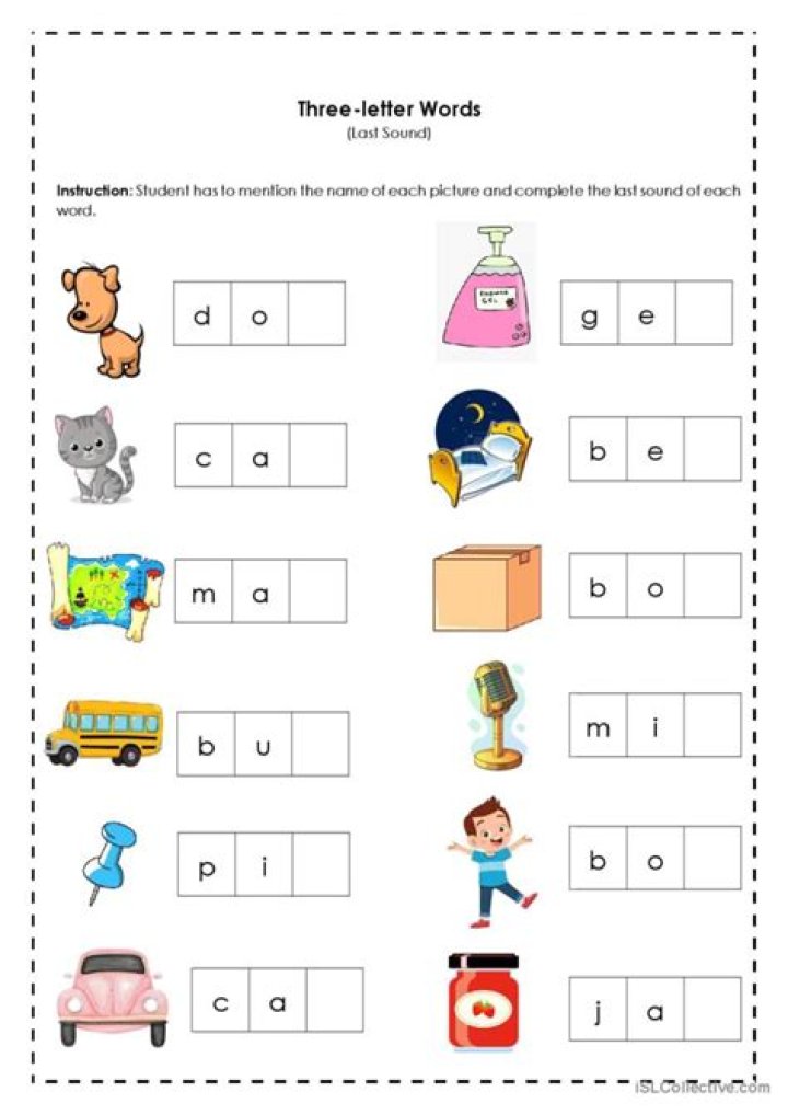 Free Printable Phonics Three-Letter Words Worksheets PDF