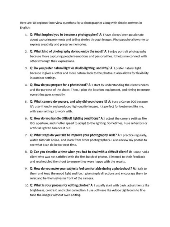 Photography Interview Questions PDF: Master Your Next Interview