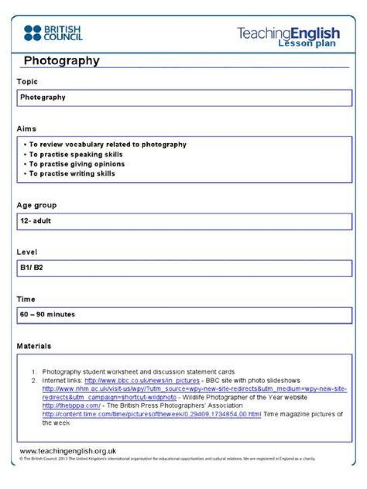 Photography Lesson Plan PDF: Step-by-Step Teaching Guide