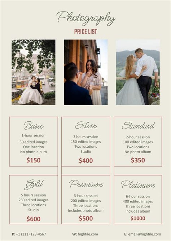 Photography Price List Template PDF – Instant Download