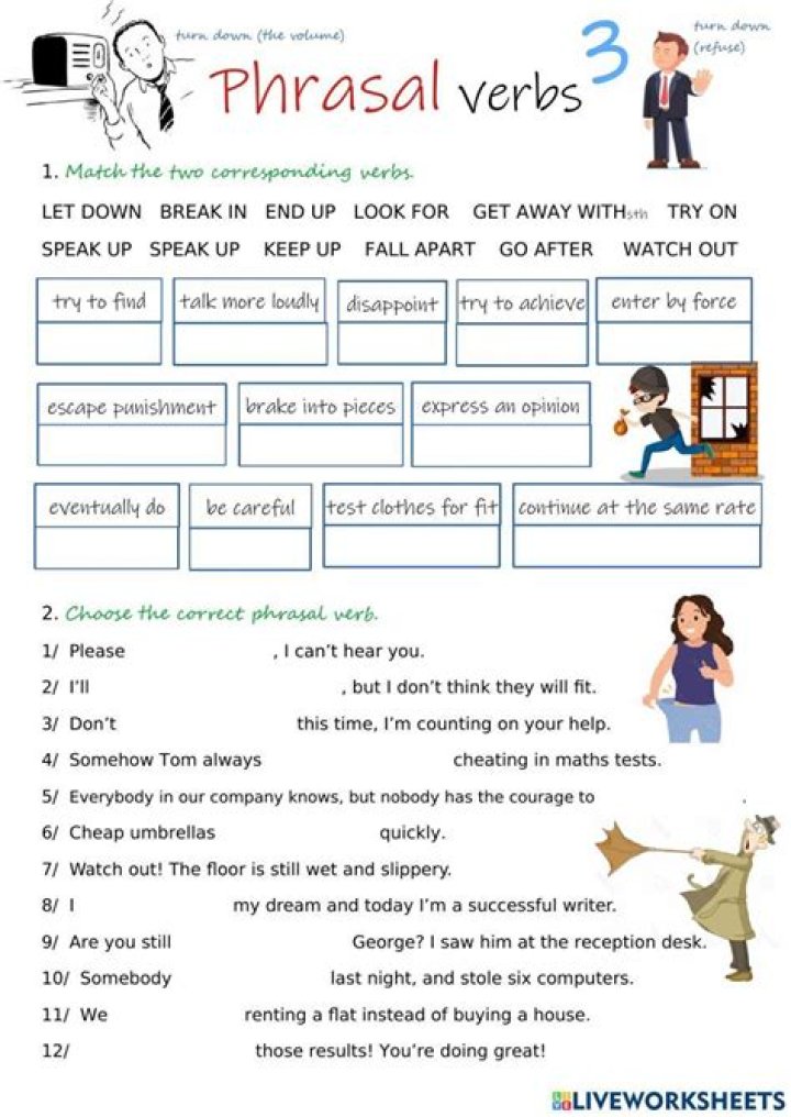 Phrasal Verbs Song Worksheet PDF – Download Free Printable Activity