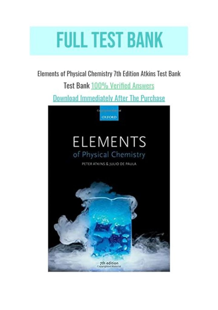 Physical Chemistry Test Bank PDF – Study with Instant Answers