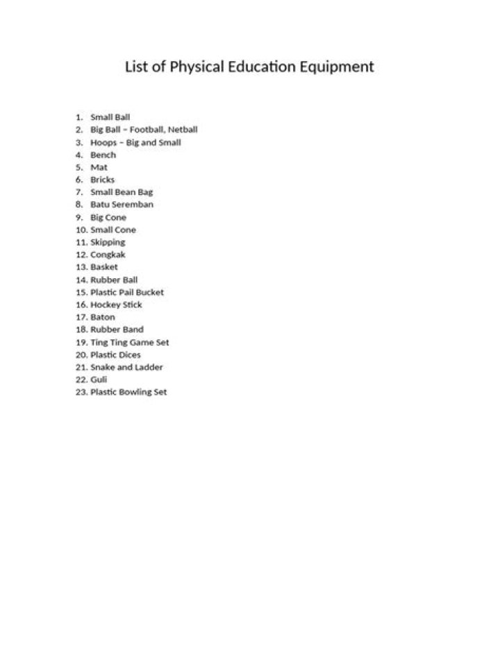 Complete Physical Education Equipment List PDF for Schools & Teachers