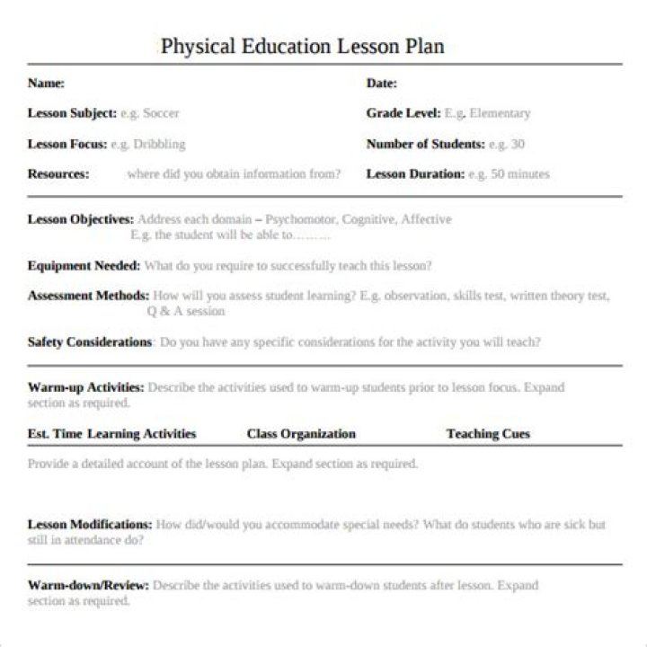Physical Education Lesson Plan PDF – Ready-to-Use Classroom Resources