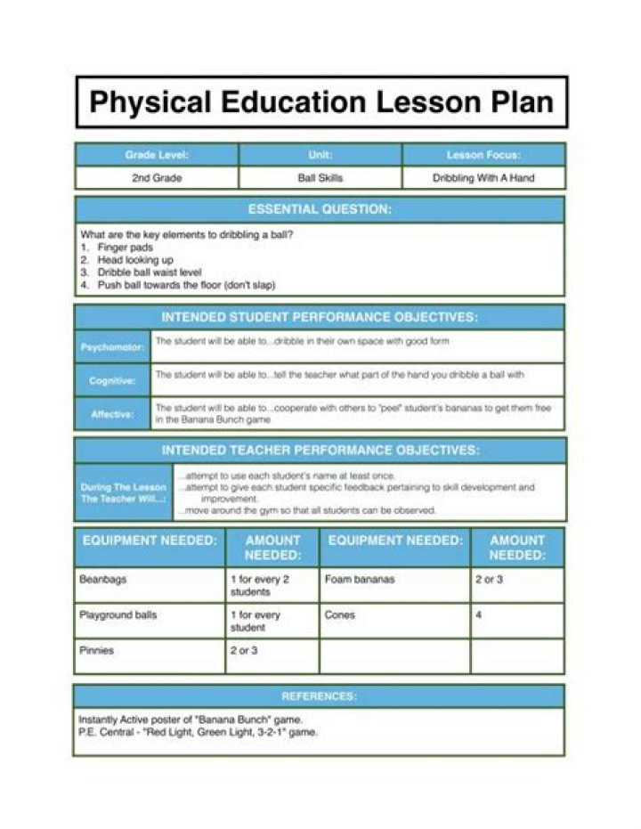 Free Physical Education Lesson Plans PDF for Teachers