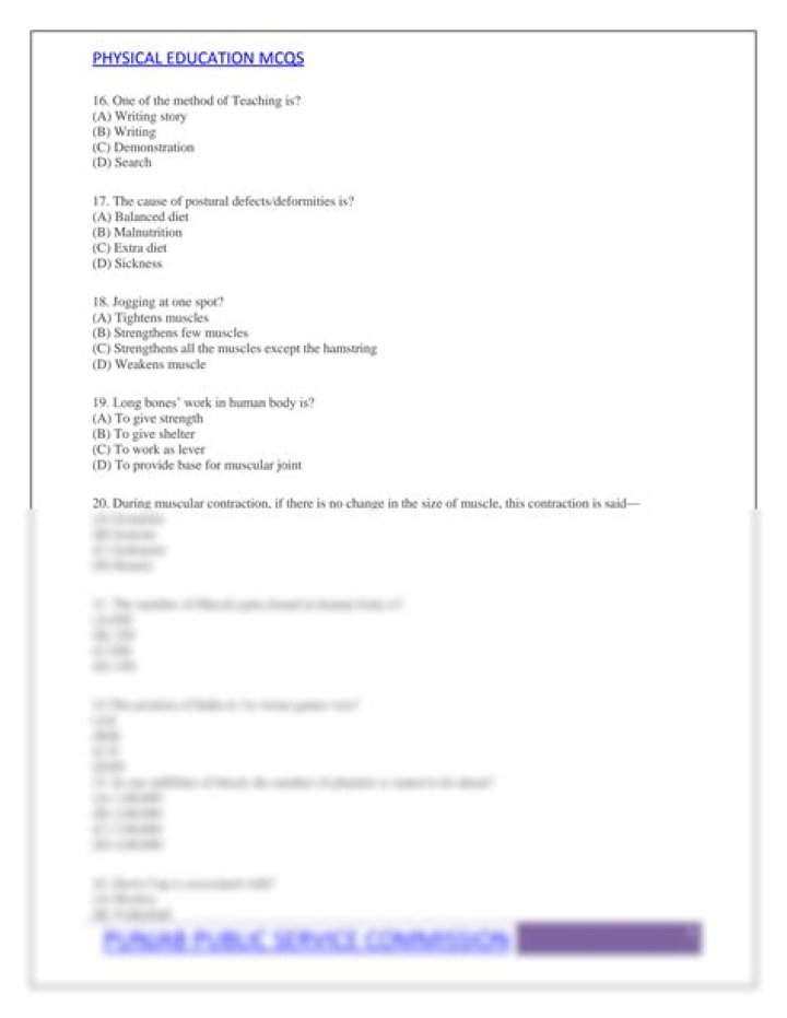 Physical Education Questions and Answers PDF Guide