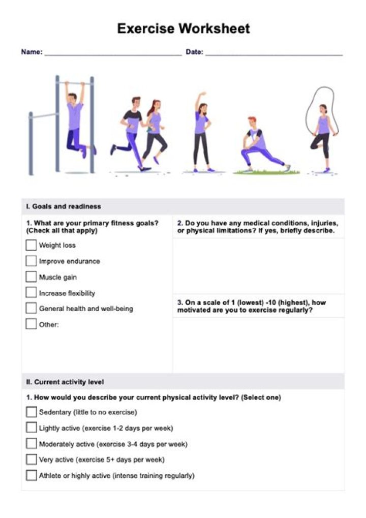 Free Physical Exercise Worksheets PDF – Easy Home Workouts