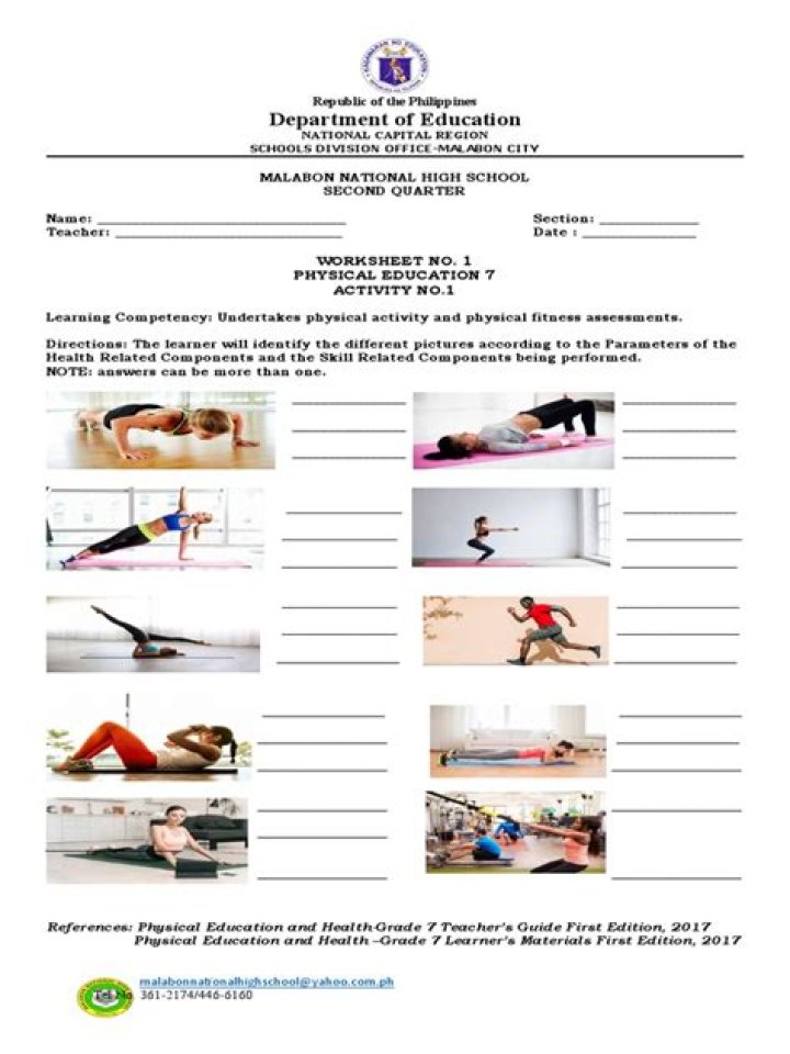 Printable Physical Fitness & PE Worksheets PDF for Home & School Use