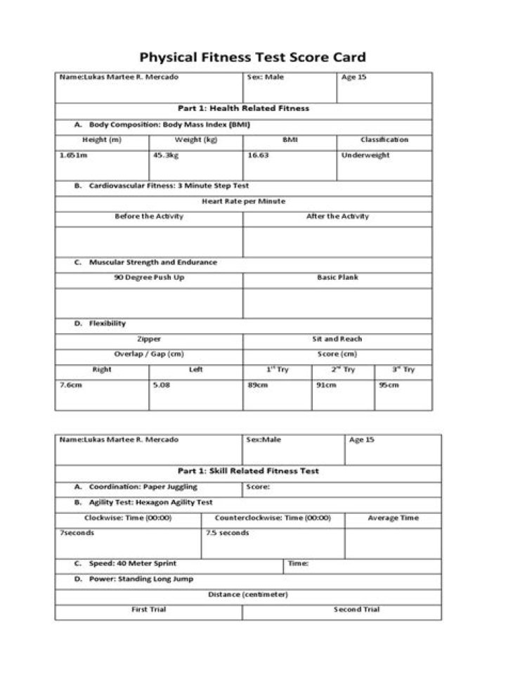 Download Free Physical Fitness Test Form PDF for Instant Assessment