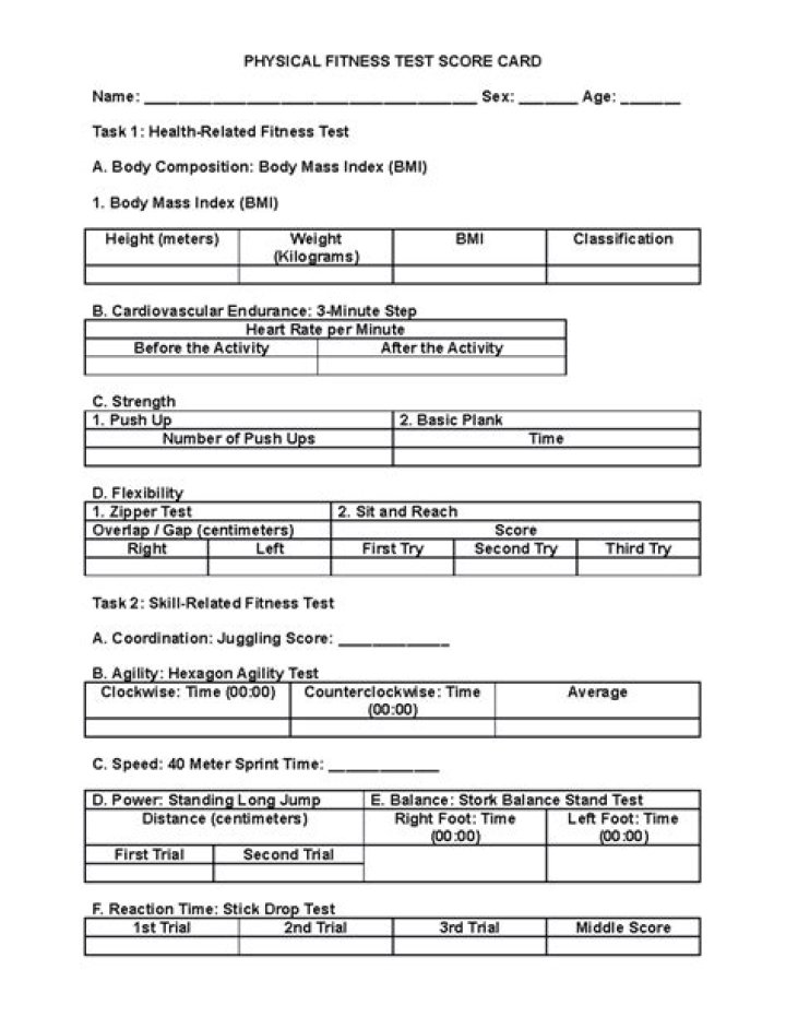 Download Your Physical Fitness Test Score Card PDF